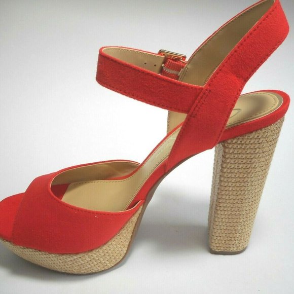 JESSICA SIMPSON Tangerine Velour High Heel Sandal Shoes - Picture 3 of 3